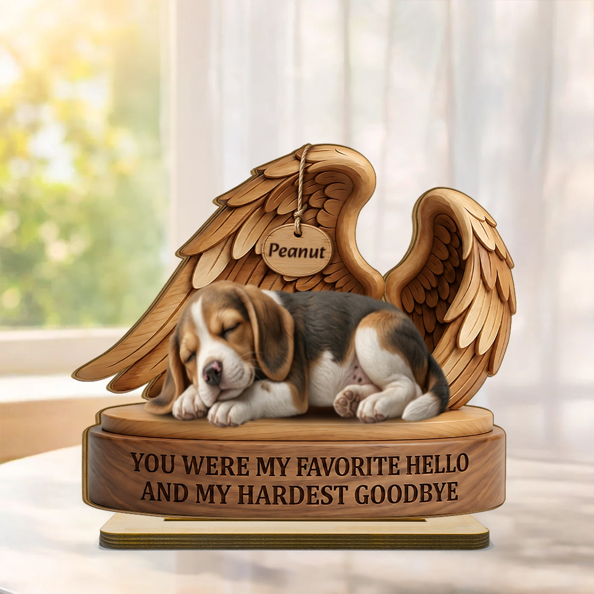 My Favorite Hello and Hardest Goodbye Pet Memorial - Personalized 2-Layered Wooden Plaque - Heartfelt Sympathy Keepsake