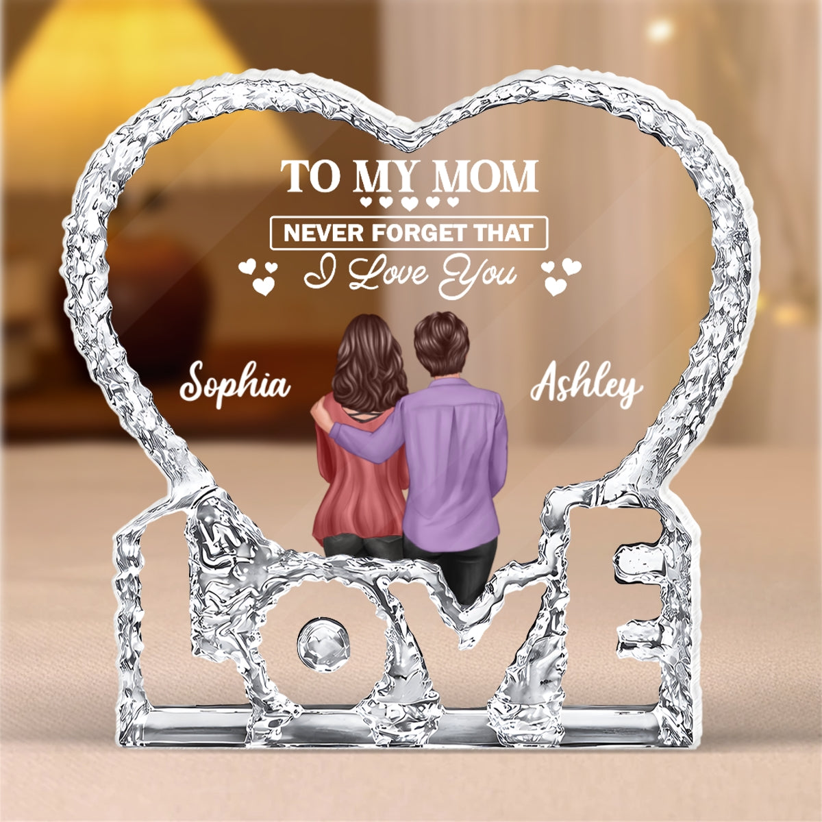 To My Mom Never Forget That I Love You - Personalized Acrylic Block Plaque - Heartfelt Gift For Mom, Grandma