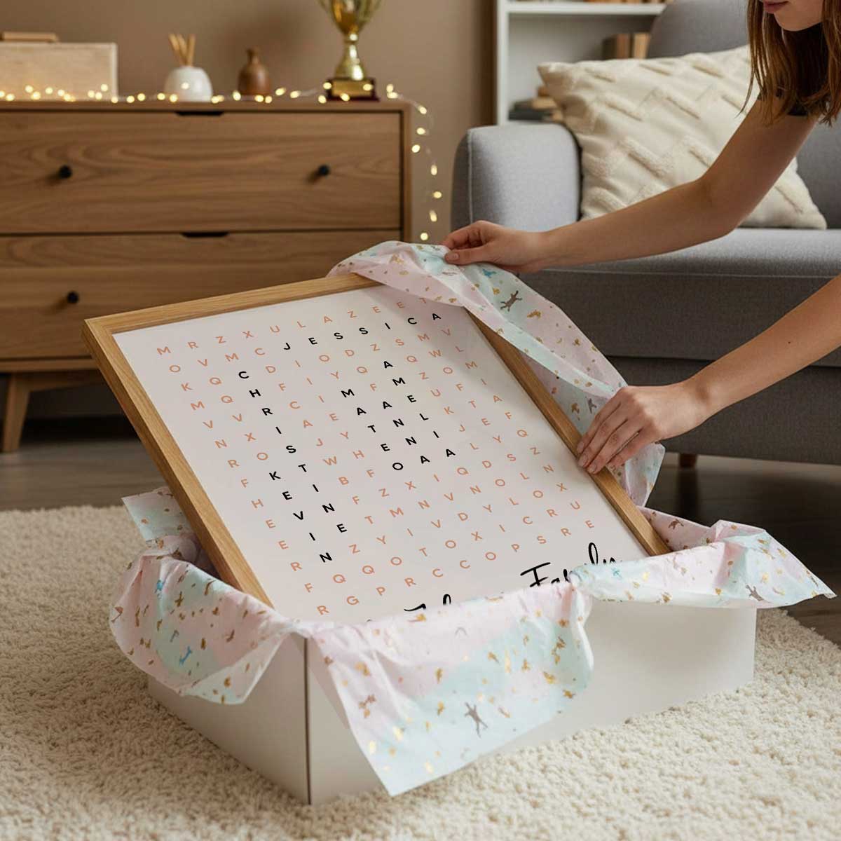 Family Name Word Search Puzzle Created In A Moment, Treasured Forever - Personalized Poster