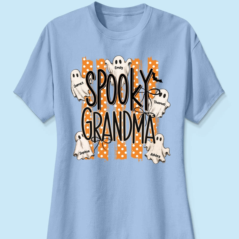 Spooky Grandma Striped Halloween Ghosts - Personalized Shirt