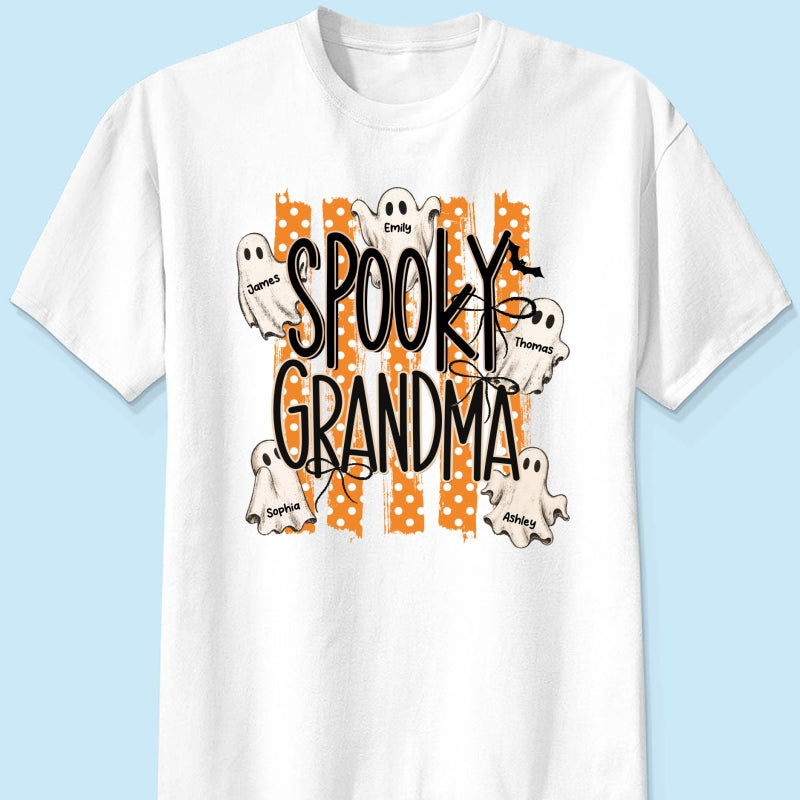 Spooky Grandma Striped Halloween Ghosts - Personalized Shirt