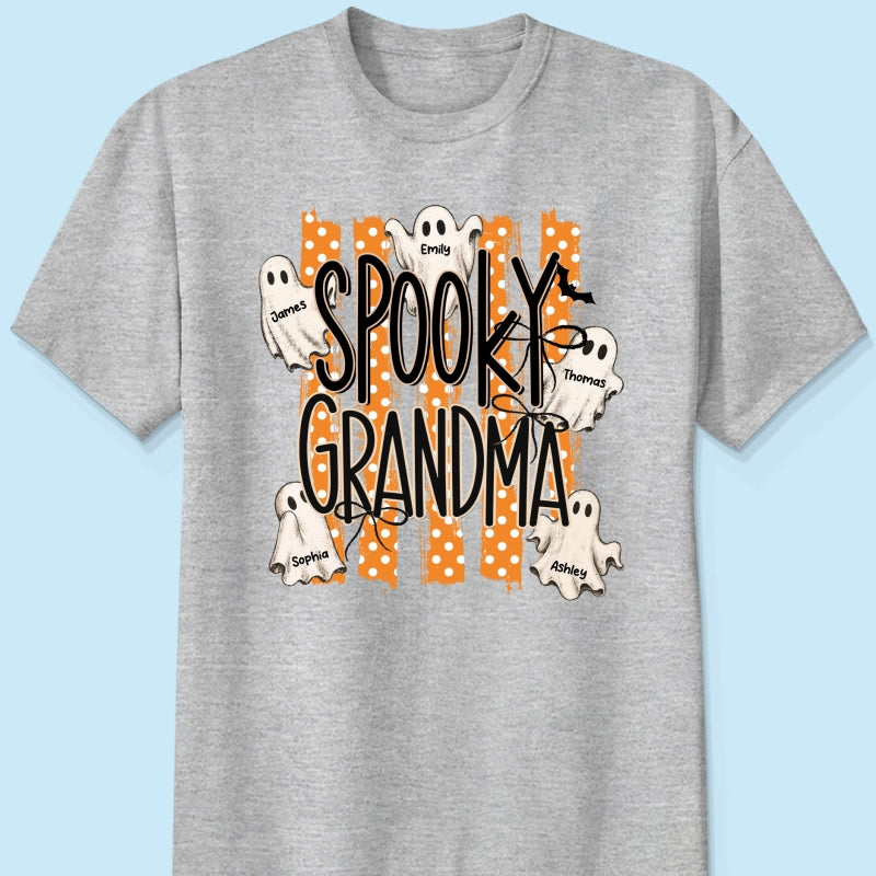 Spooky Grandma Striped Halloween Ghosts - Personalized Shirt