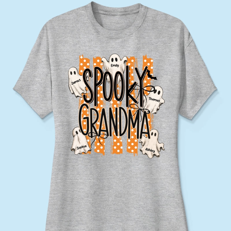 Spooky Grandma Striped Halloween Ghosts - Personalized Shirt