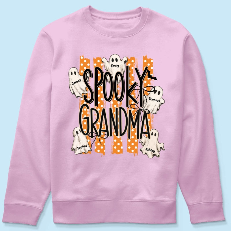 Spooky Grandma Striped Halloween Ghosts - Personalized Shirt