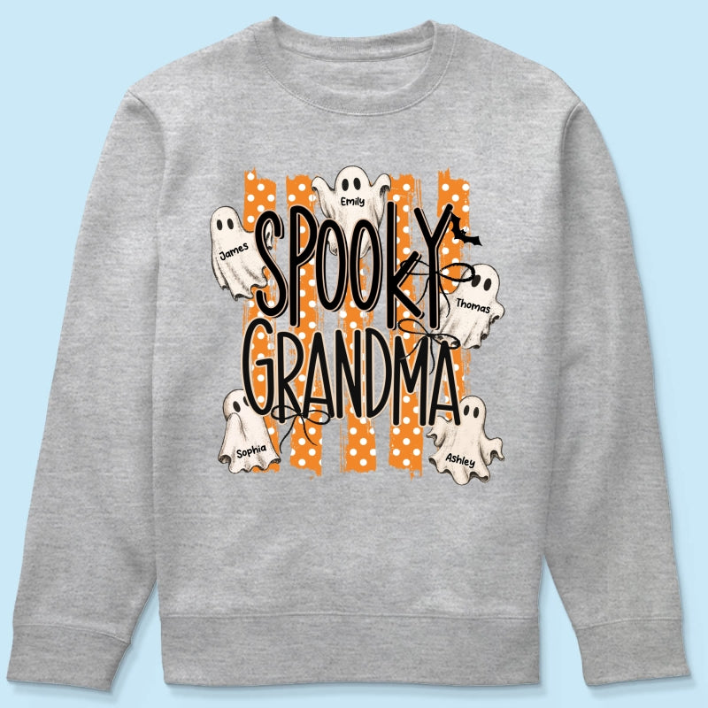 Spooky Grandma Striped Halloween Ghosts - Personalized Shirt