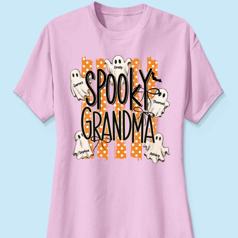 Spooky Grandma Striped Halloween Ghosts - Personalized Shirt