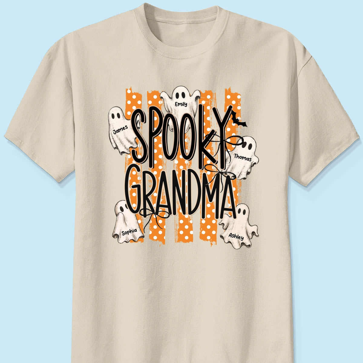 Spooky Grandma Striped Halloween Ghosts - Personalized Shirt