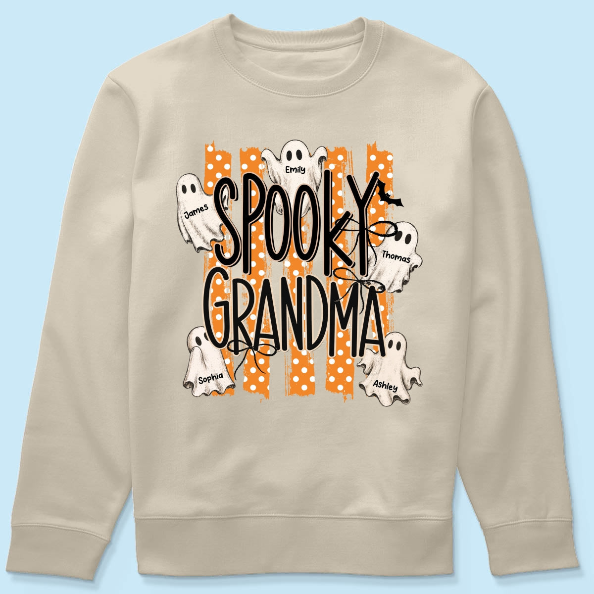 Spooky Grandma Striped Halloween Ghosts - Personalized Shirt