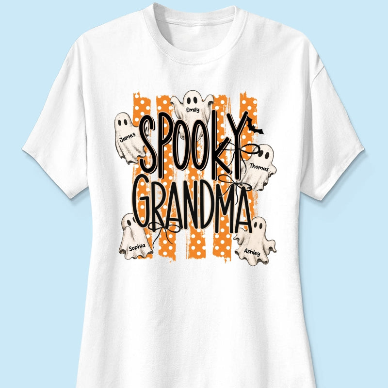 Spooky Grandma Striped Halloween Ghosts - Personalized Shirt