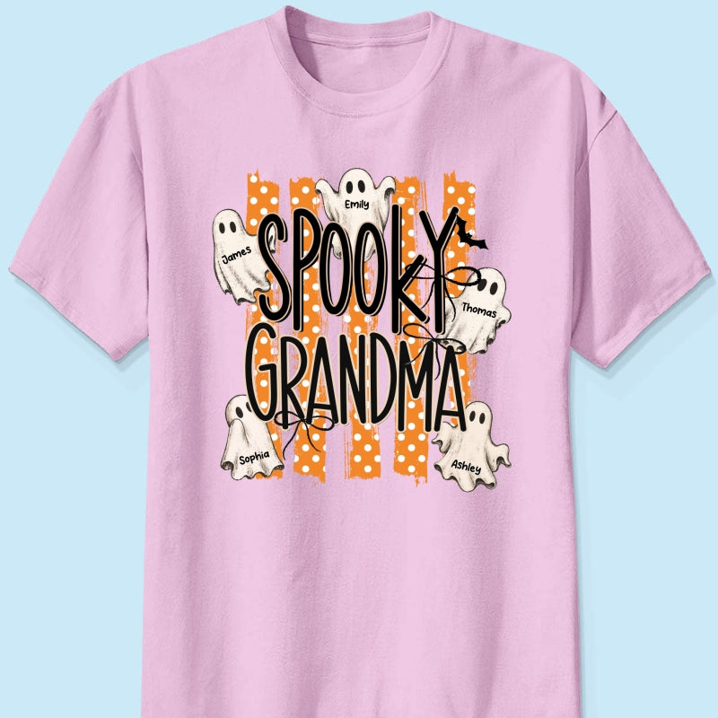 Spooky Grandma Striped Halloween Ghosts - Personalized Shirt