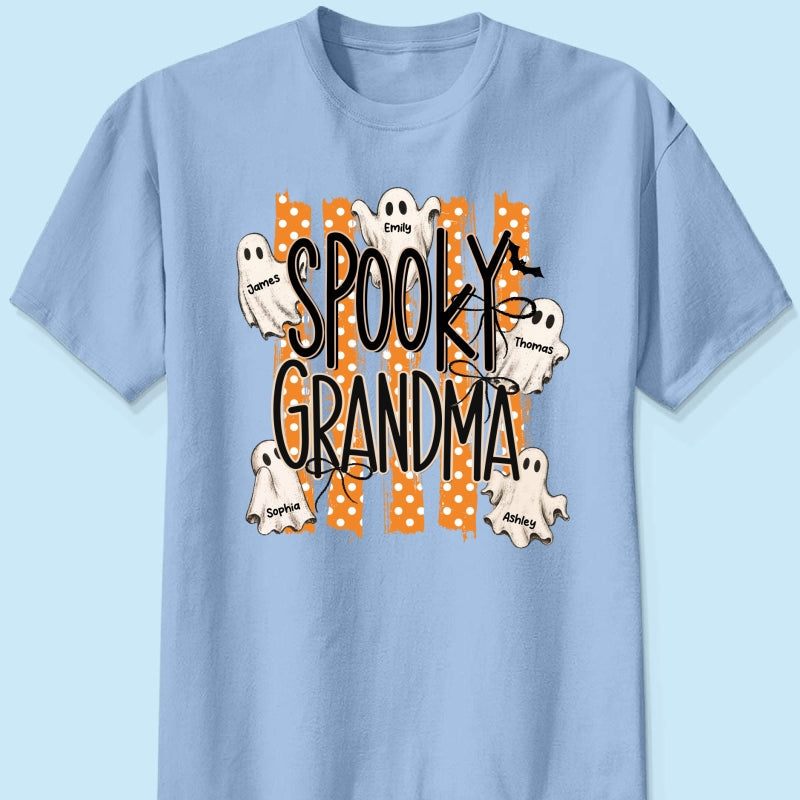 Spooky Grandma Striped Halloween Ghosts - Personalized Shirt