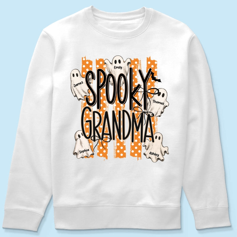 Spooky Grandma Striped Halloween Ghosts - Personalized Shirt