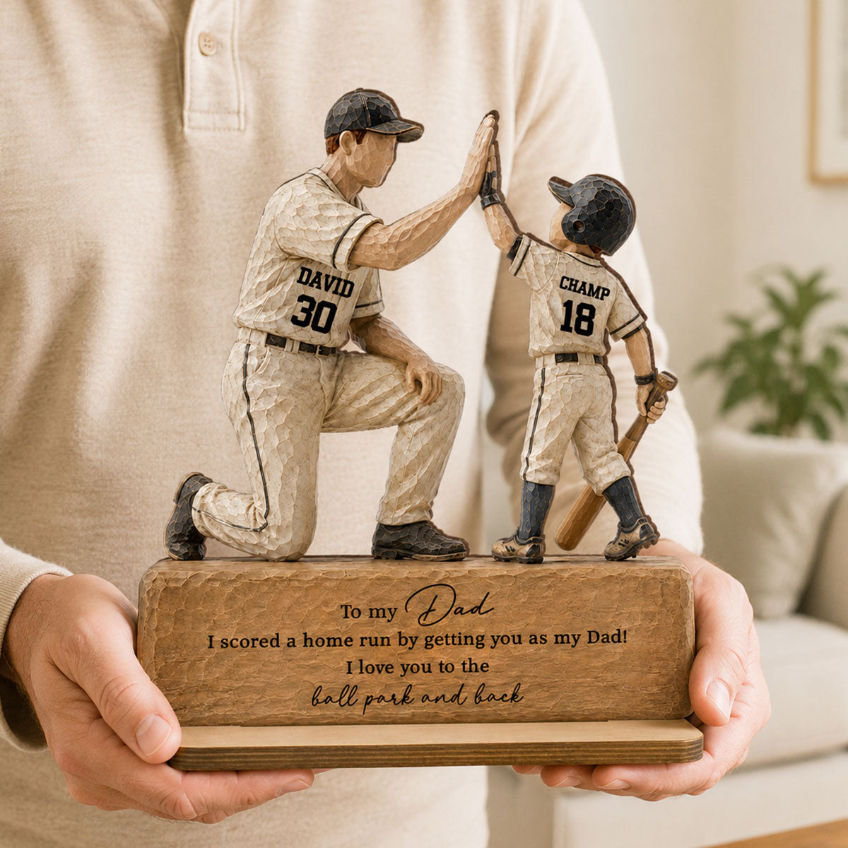 I Scored a Home Run with You as My Dad - Personalized 2-Layered Wooden Plaque -  Gift for Dad from Son Daughter