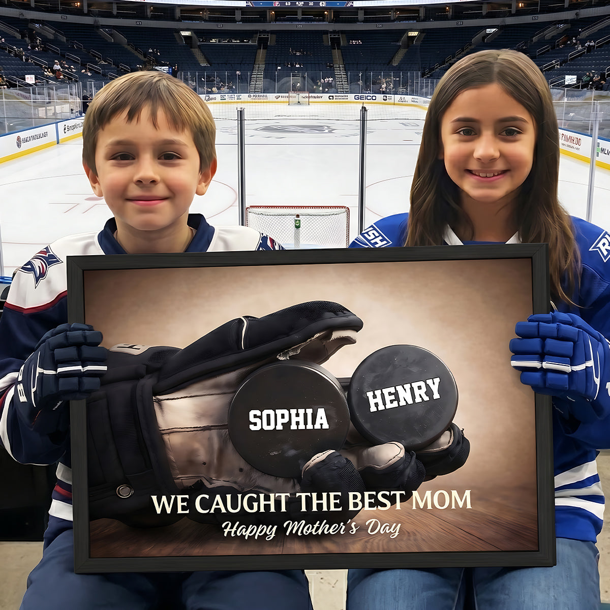 We Caught The Best Mom Hockey Mom - Personalized Poster - Mother's Day Gift For Hockey Mom, Gift For Wife