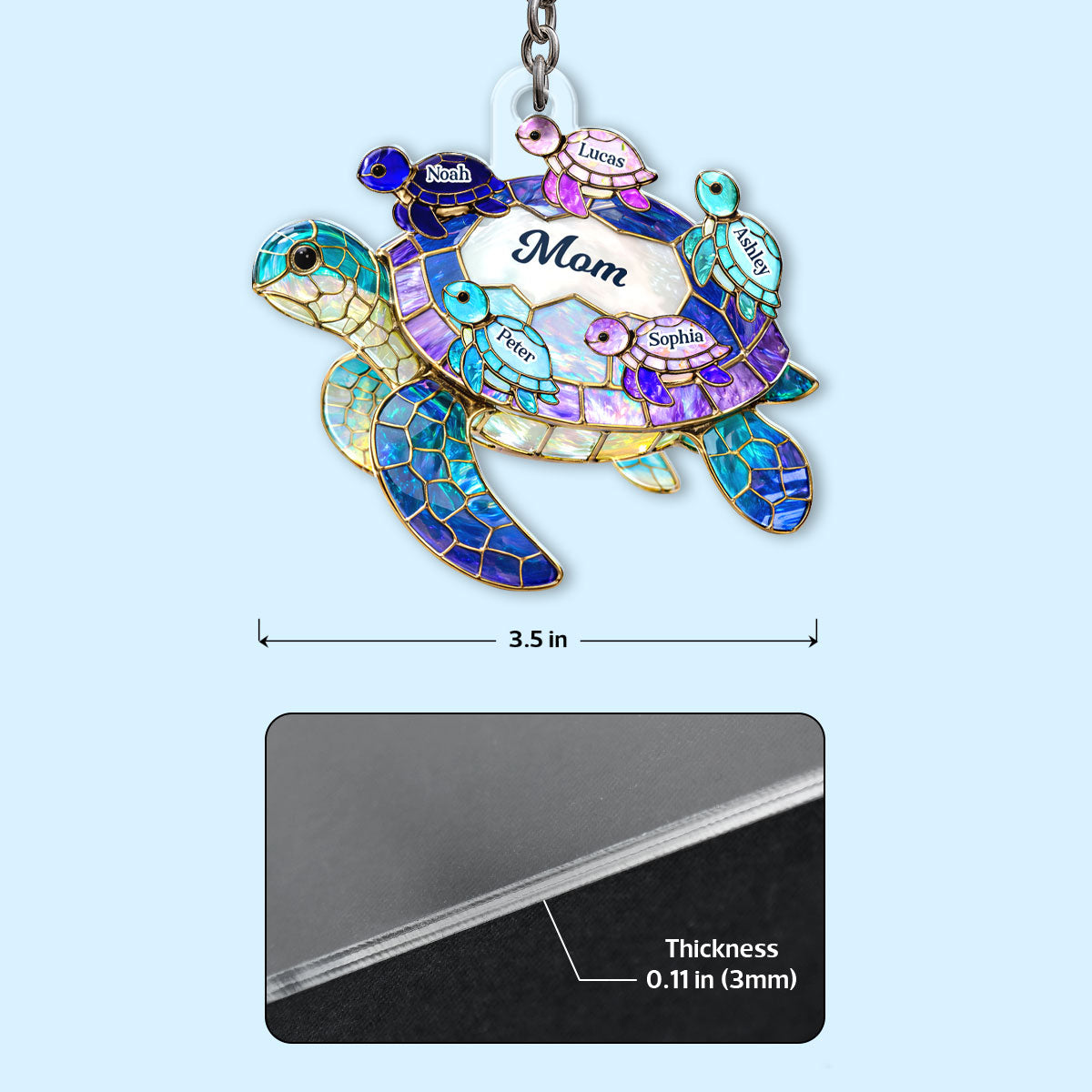 Mom Grandma Sea Turtle - Personalized Acrylic Keychain - Mother's Day Gift for Her