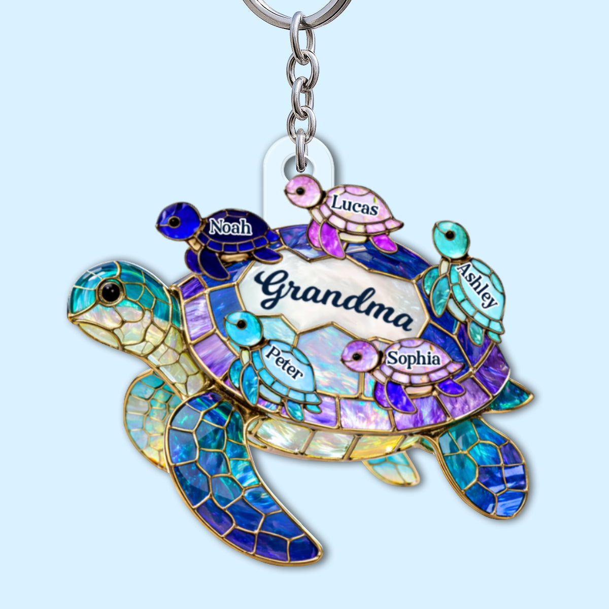 Mom Grandma Sea Turtle - Personalized Acrylic Keychain - Mother's Day Gift for Her