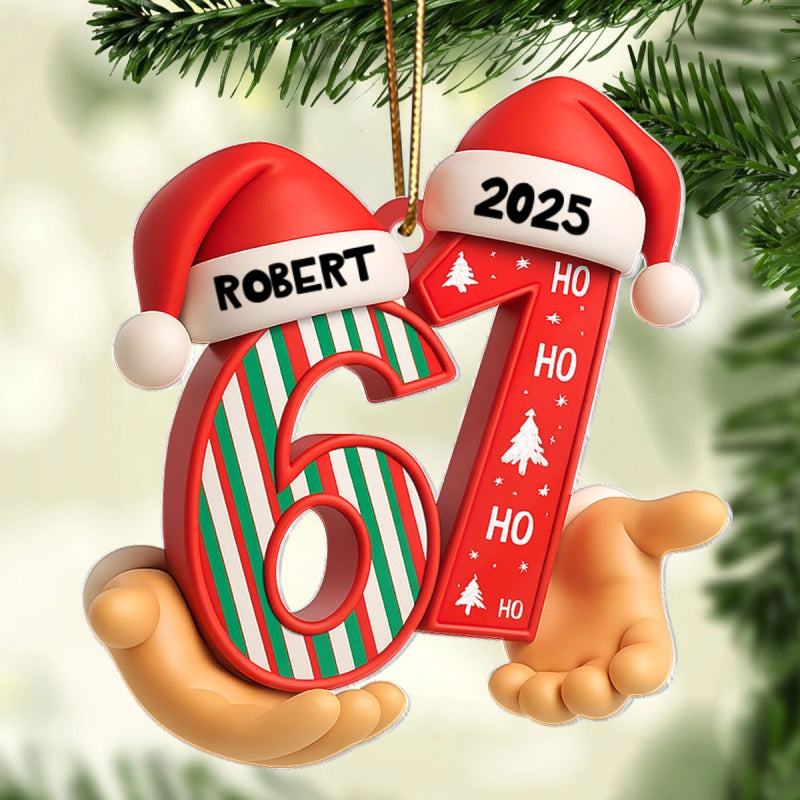 Custom Six Seven 3D Effect Pattern - Personalized Acrylic Ornament - Teen Slang Funny Tree Decor, Funny Teen Grandkid Gift