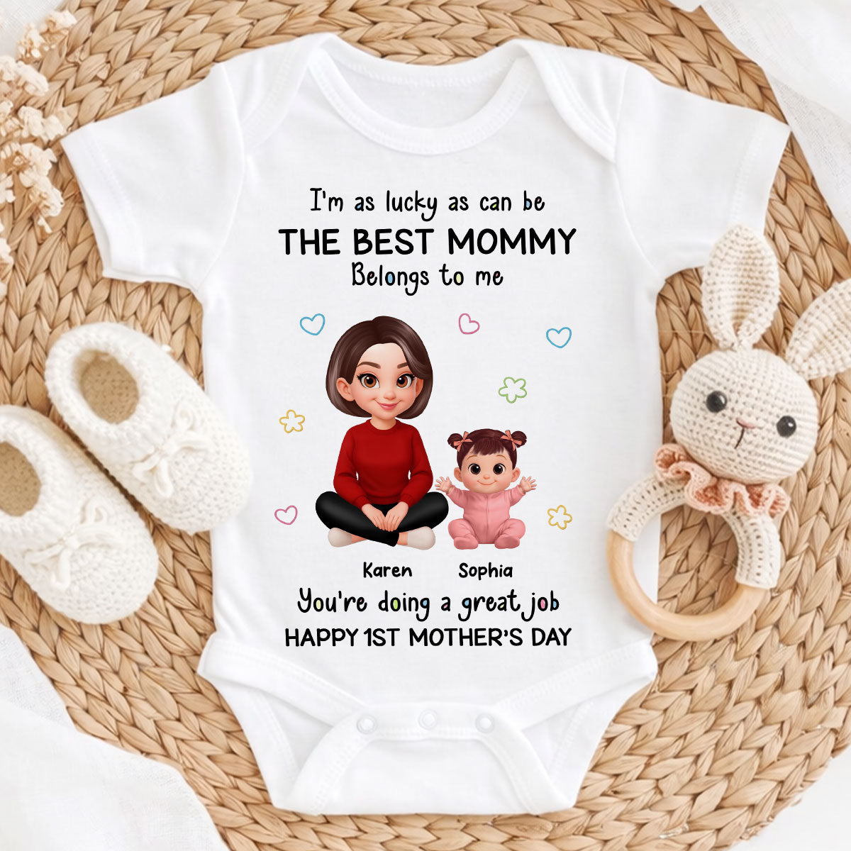 I Am Lucky As Can Be The Best Mommy - Personalized Baby Onesie - First Mother's Day Baby Gift