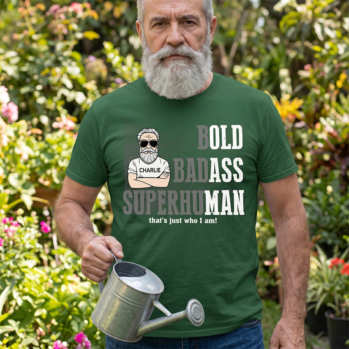Bold Badass Superhuman Old Man - Personalized Shirt - Funny Father's Day Gift For Husband, Dad, Grandpa