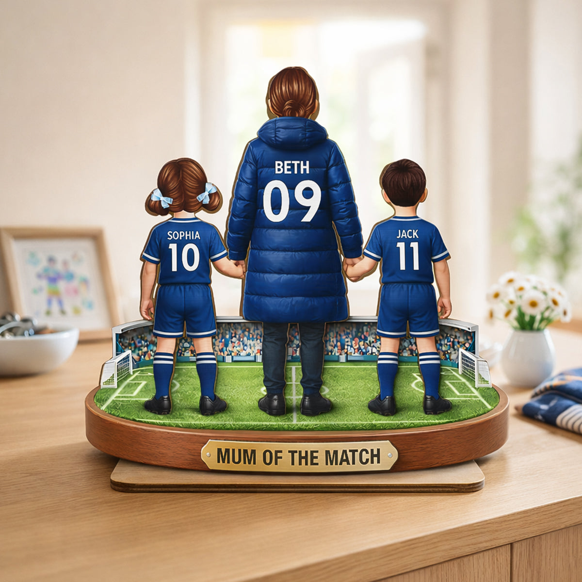 Mum Of The Match - Personalised 2-Layered Wooden Plaque – Gift For Football Mum