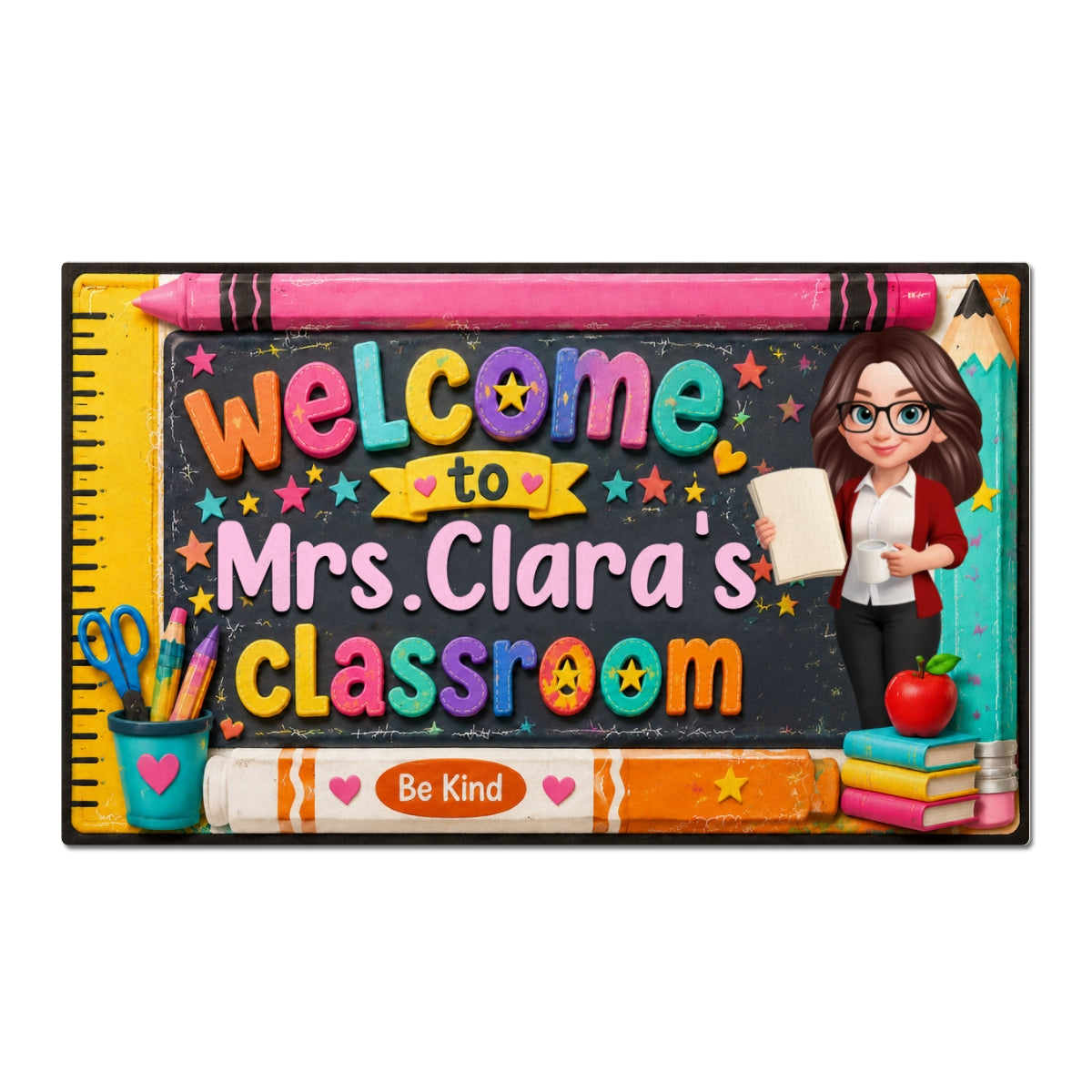 Be Kind Warm Welcome Teacher - Personalized Doormat - Back To School Gift For Teacher, Classroom Decor