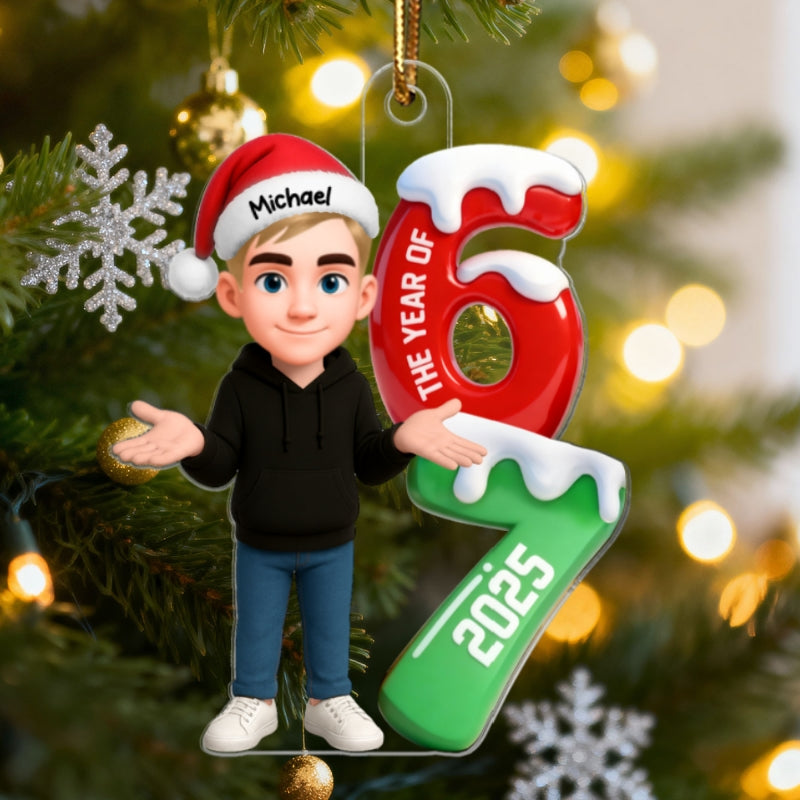 3D Effect 67 Six Seven 2025 Slang Christmas - Personalized Acrylic Ornament - Funny Christmas Gift For Teen, Grandkid, Gen Alpha