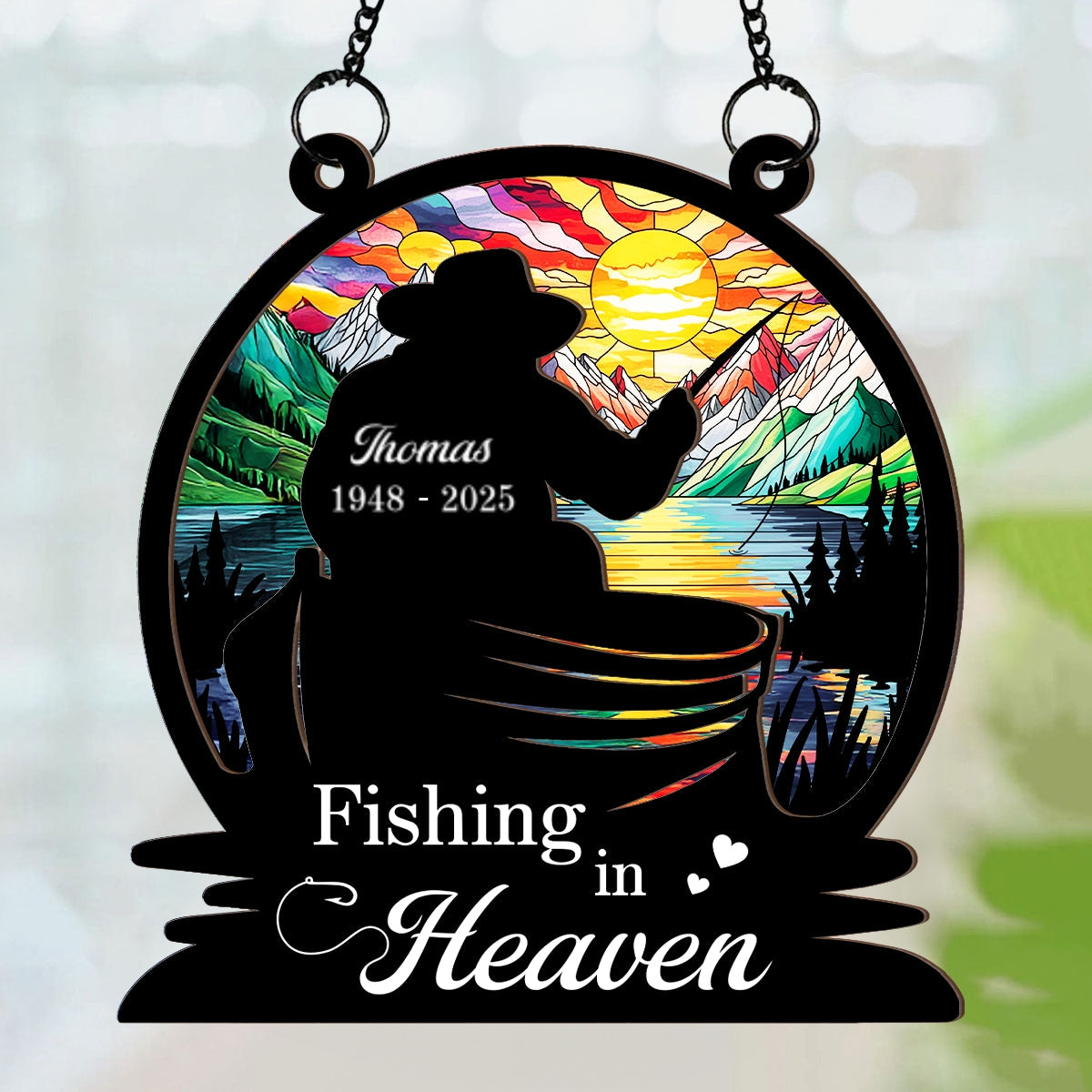 Fishing In Heaven Memorial - Personalized Suncatcher - Memorial Keepsake For Family