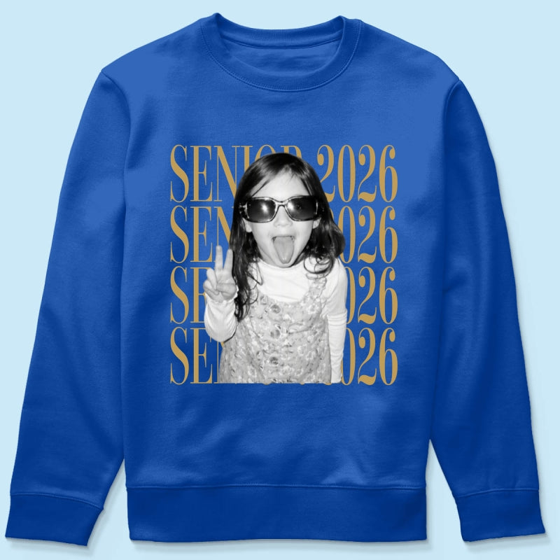 Retro Vintage Photo And Year Senior - Personalized Shirt - Custom Graduate Picture Shirt, Graduation Gift, Family Matching Shirt Graduation Party Celebration