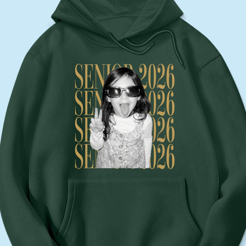 Retro Vintage Photo And Year Senior - Personalized Shirt - Custom Graduate Picture Shirt, Graduation Gift, Family Matching Shirt Graduation Party Celebration