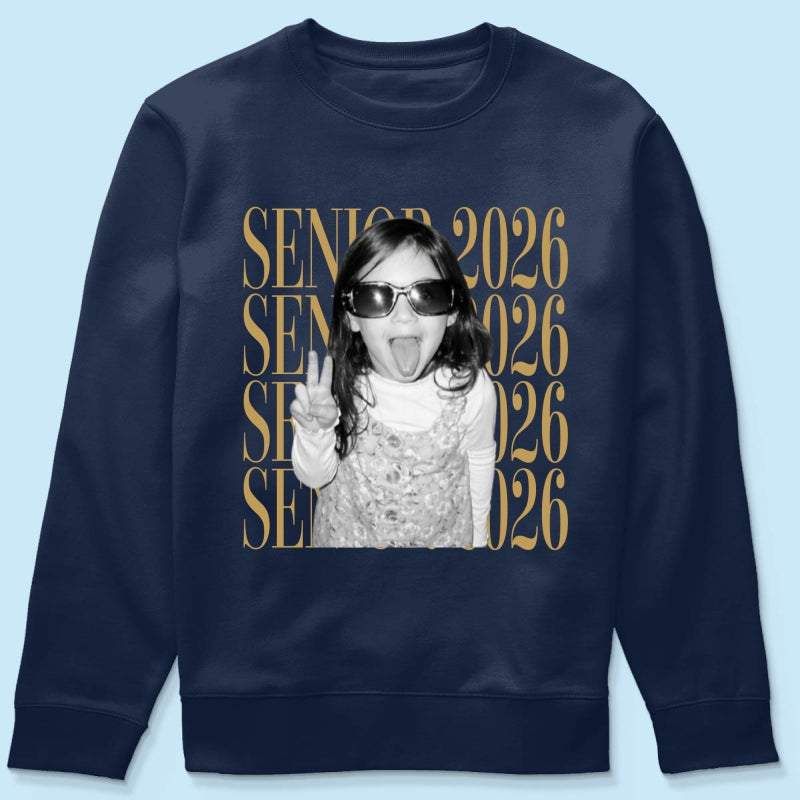 Retro Vintage Photo And Year Senior - Personalized Shirt - Custom Graduate Picture Shirt, Graduation Gift, Family Matching Shirt Graduation Party Celebration