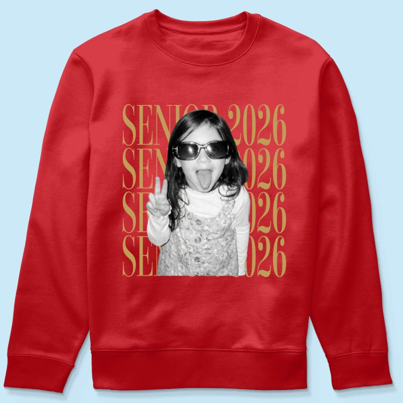 Retro Vintage Photo And Year Senior - Personalized Shirt - Custom Graduate Picture Shirt, Graduation Gift, Family Matching Shirt Graduation Party Celebration