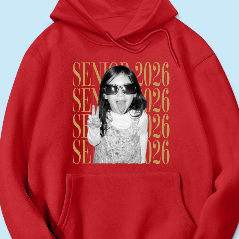 Retro Vintage Photo And Year Senior - Personalized Shirt - Custom Graduate Picture Shirt, Graduation Gift, Family Matching Shirt Graduation Party Celebration