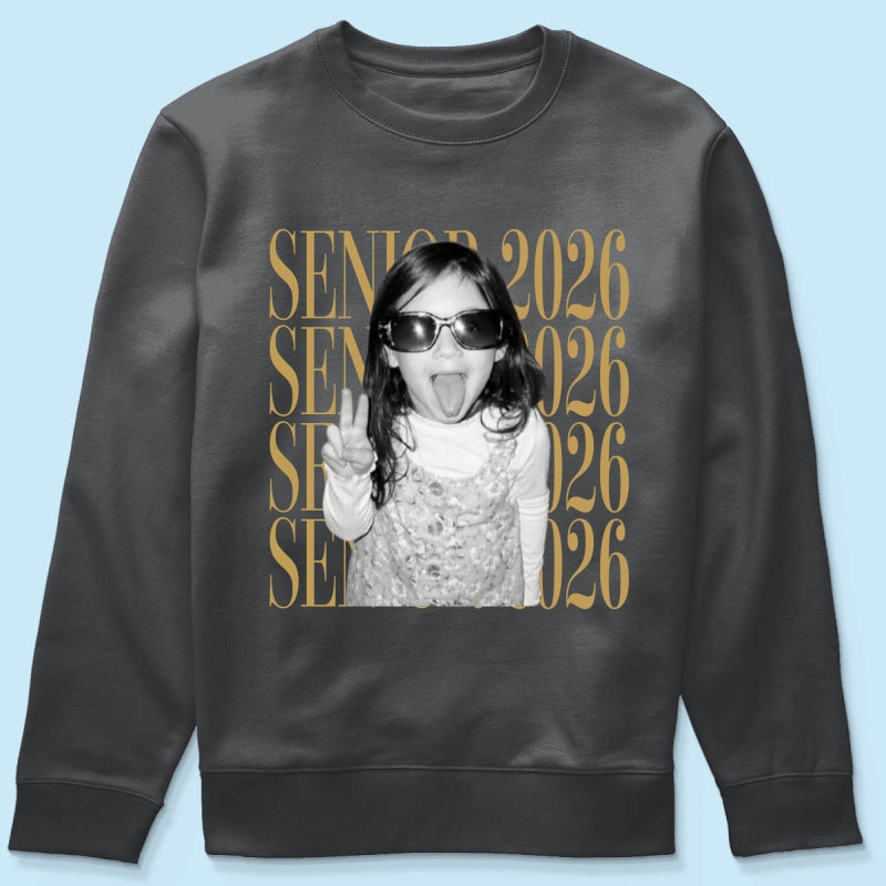 Retro Vintage Photo And Year Senior - Personalized Shirt - Custom Graduate Picture Shirt, Graduation Gift, Family Matching Shirt Graduation Party Celebration