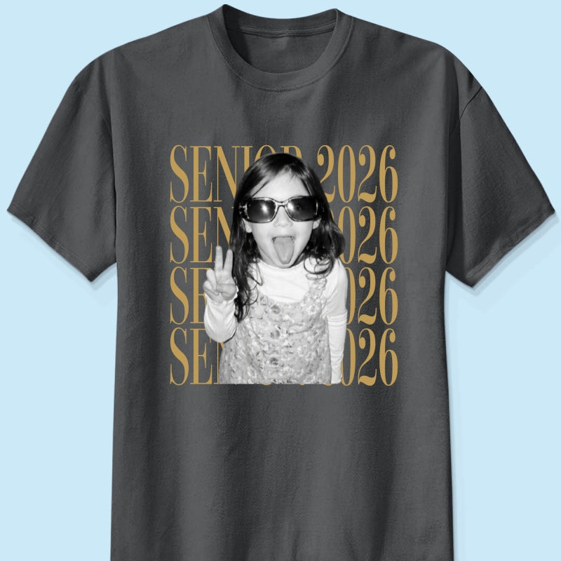 Retro Vintage Photo And Year Senior - Personalized Shirt - Custom Graduate Picture Shirt, Graduation Gift, Family Matching Shirt Graduation Party Celebration