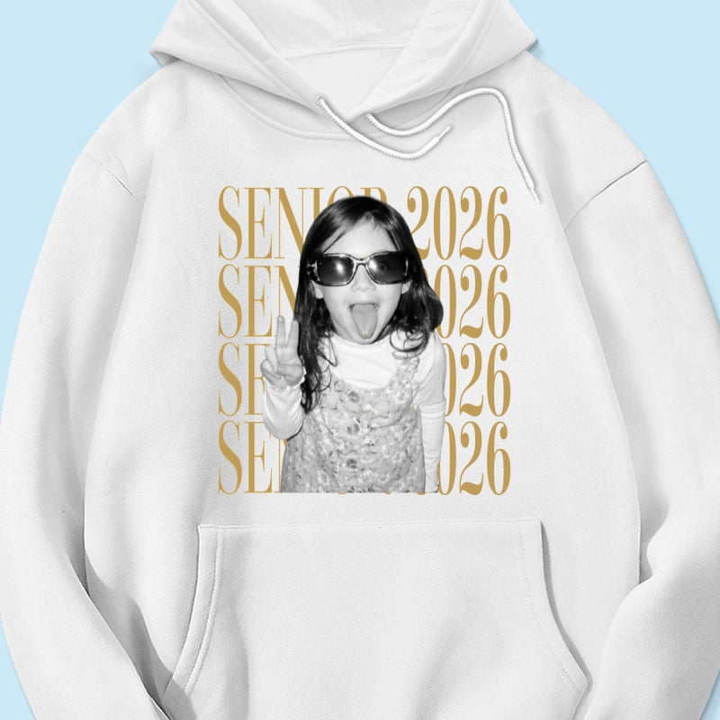 Retro Vintage Photo And Year Senior - Personalized Shirt - Custom Graduate Picture Shirt, Graduation Gift, Family Matching Shirt Graduation Party Celebration