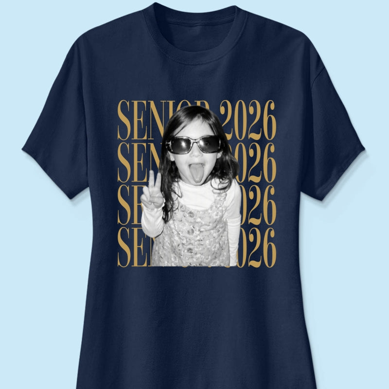 Retro Vintage Photo And Year Senior - Personalized Shirt - Custom Graduate Picture Shirt, Graduation Gift, Family Matching Shirt Graduation Party Celebration