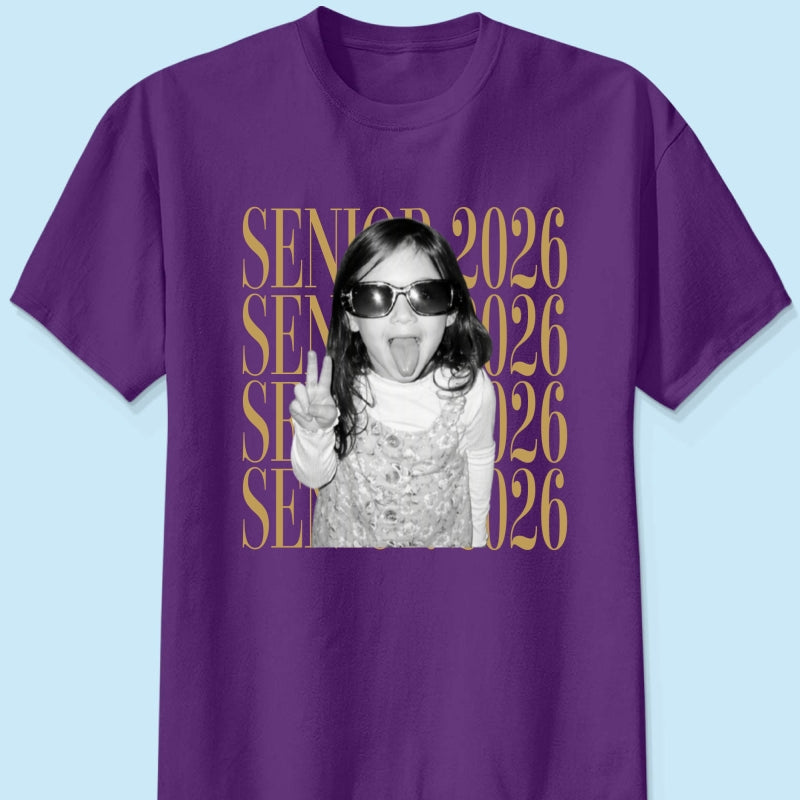 Retro Vintage Photo And Year Senior - Personalized Shirt - Custom Graduate Picture Shirt, Graduation Gift, Family Matching Shirt Graduation Party Celebration