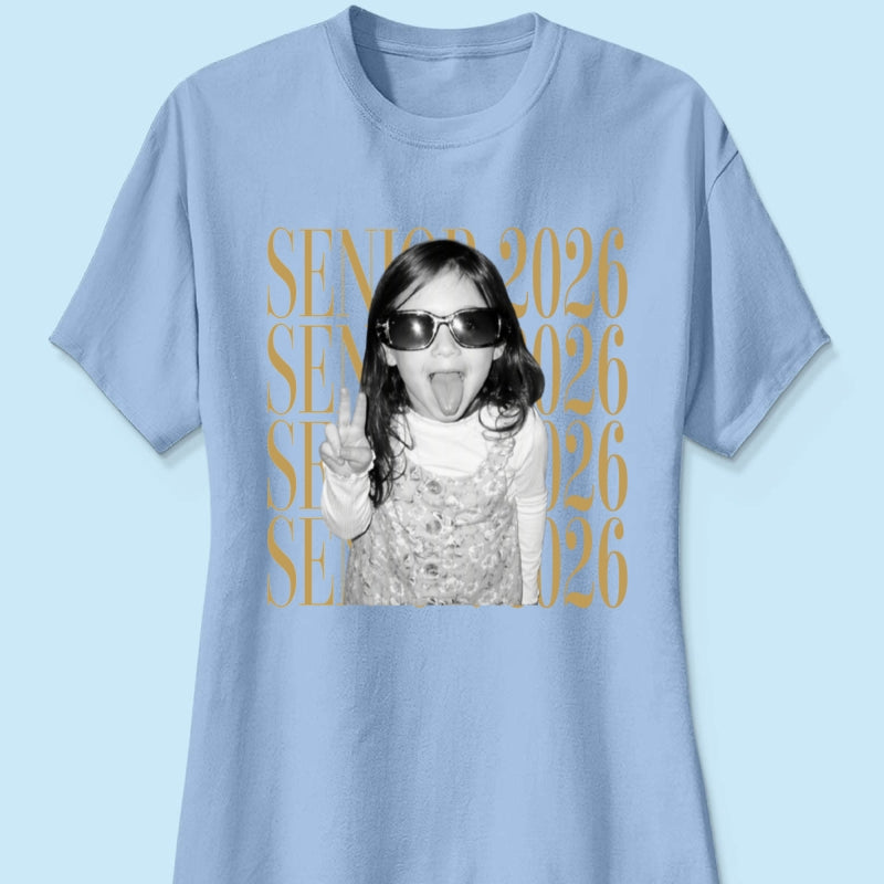 Retro Vintage Photo And Year Senior - Personalized Shirt - Custom Graduate Picture Shirt, Graduation Gift, Family Matching Shirt Graduation Party Celebration