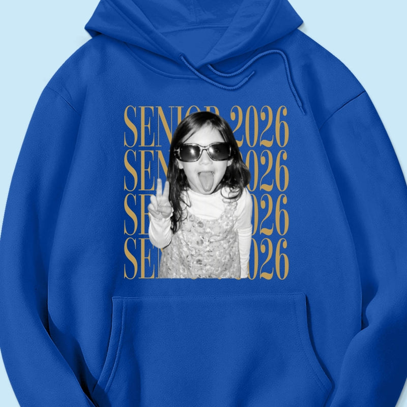 Retro Vintage Photo And Year Senior - Personalized Shirt - Custom Graduate Picture Shirt, Graduation Gift, Family Matching Shirt Graduation Party Celebration