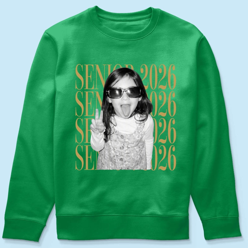 Retro Vintage Photo And Year Senior - Personalized Shirt - Custom Graduate Picture Shirt, Graduation Gift, Family Matching Shirt Graduation Party Celebration