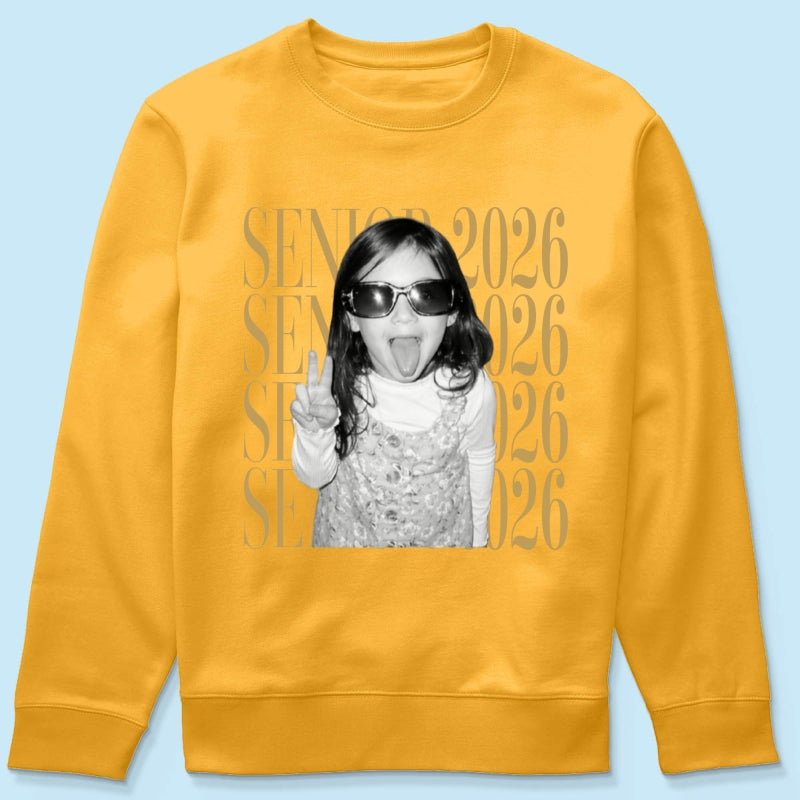 Retro Vintage Photo And Year Senior - Personalized Shirt - Custom Graduate Picture Shirt, Graduation Gift, Family Matching Shirt Graduation Party Celebration