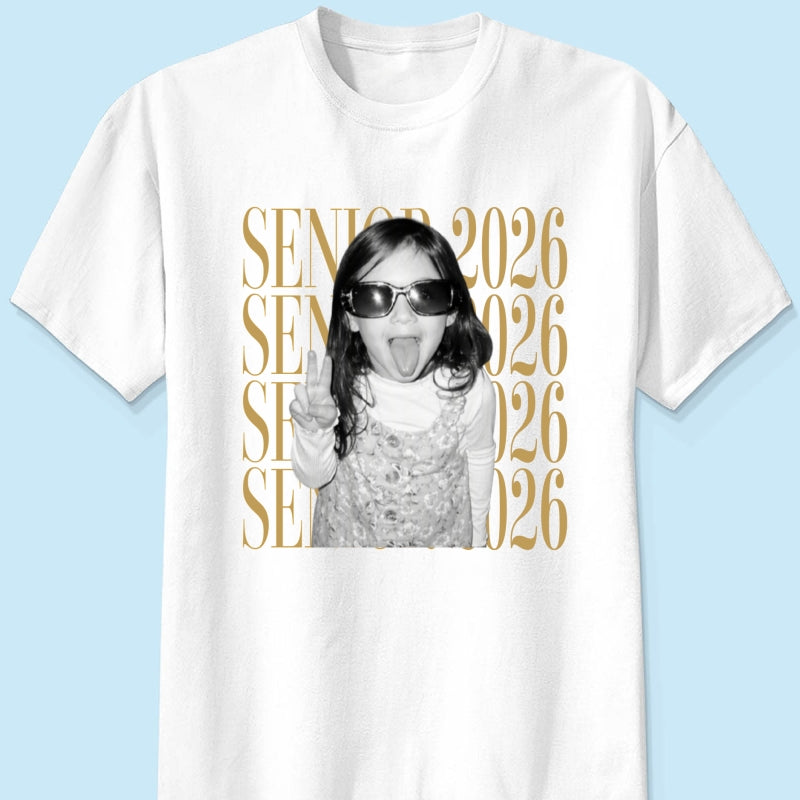 Retro Vintage Photo And Year Senior - Personalized Shirt - Custom Graduate Picture Shirt, Graduation Gift, Family Matching Shirt Graduation Party Celebration