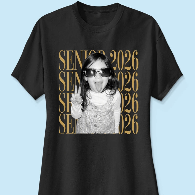 Retro Vintage Photo And Year Senior - Personalized Shirt - Custom Graduate Picture Shirt, Graduation Gift, Family Matching Shirt Graduation Party Celebration