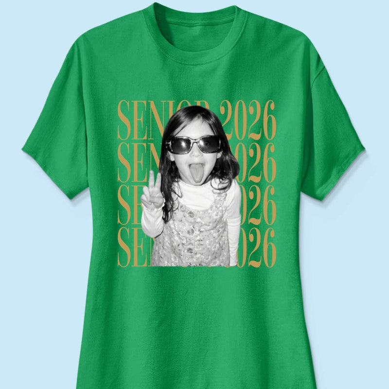Retro Vintage Photo And Year Senior - Personalized Shirt - Custom Graduate Picture Shirt, Graduation Gift, Family Matching Shirt Graduation Party Celebration