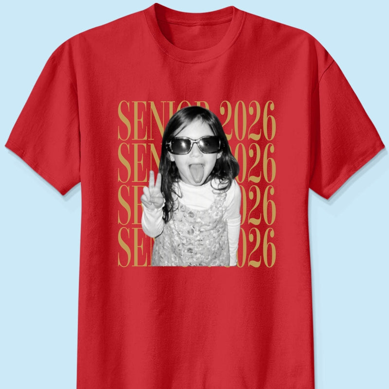 Retro Vintage Photo And Year Senior - Personalized Shirt - Custom Graduate Picture Shirt, Graduation Gift, Family Matching Shirt Graduation Party Celebration