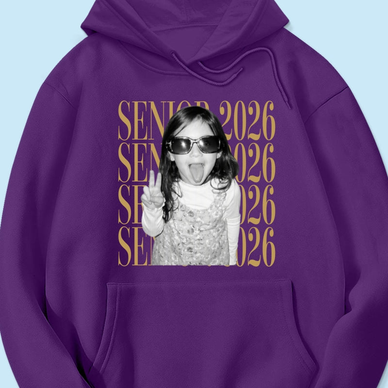 Retro Vintage Photo And Year Senior - Personalized Shirt - Custom Graduate Picture Shirt, Graduation Gift, Family Matching Shirt Graduation Party Celebration