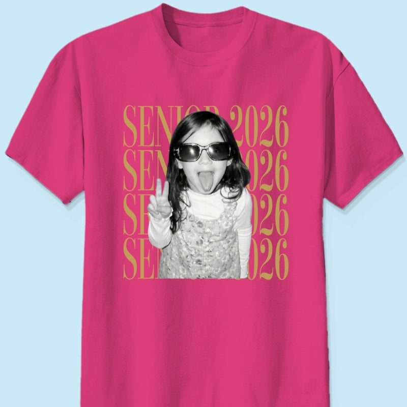 Retro Vintage Photo And Year Senior - Personalized Shirt - Custom Graduate Picture Shirt, Graduation Gift, Family Matching Shirt Graduation Party Celebration