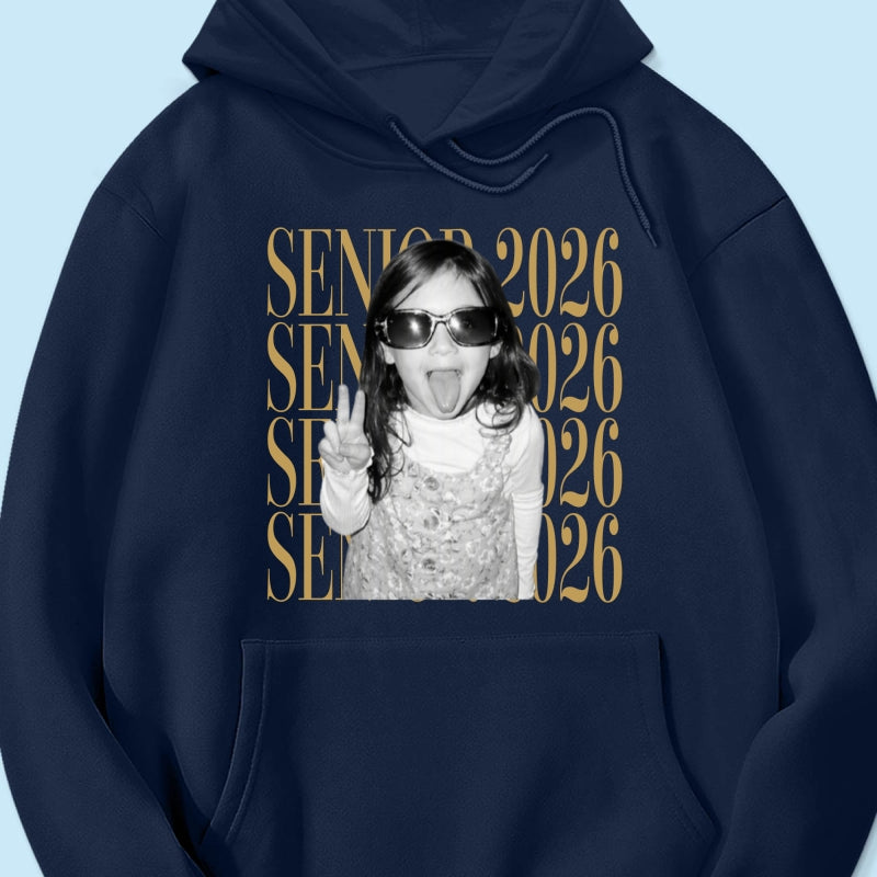 Retro Vintage Photo And Year Senior - Personalized Shirt - Custom Graduate Picture Shirt, Graduation Gift, Family Matching Shirt Graduation Party Celebration