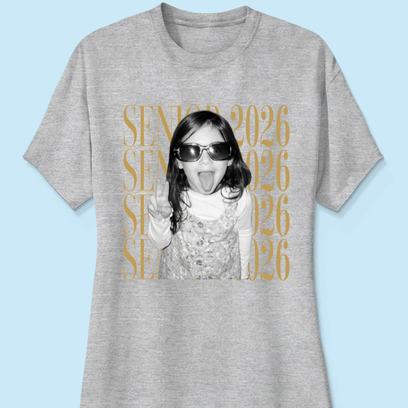Retro Vintage Photo And Year Senior - Personalized Shirt - Custom Graduate Picture Shirt, Graduation Gift, Family Matching Shirt Graduation Party Celebration
