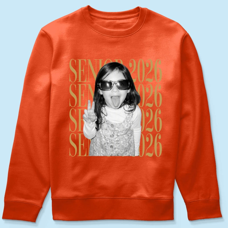 Retro Vintage Photo And Year Senior - Personalized Shirt - Custom Graduate Picture Shirt, Graduation Gift, Family Matching Shirt Graduation Party Celebration